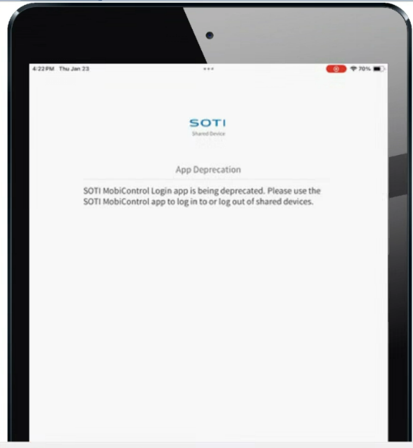  ‘SOTI MobiControl Login’ app end of support notice