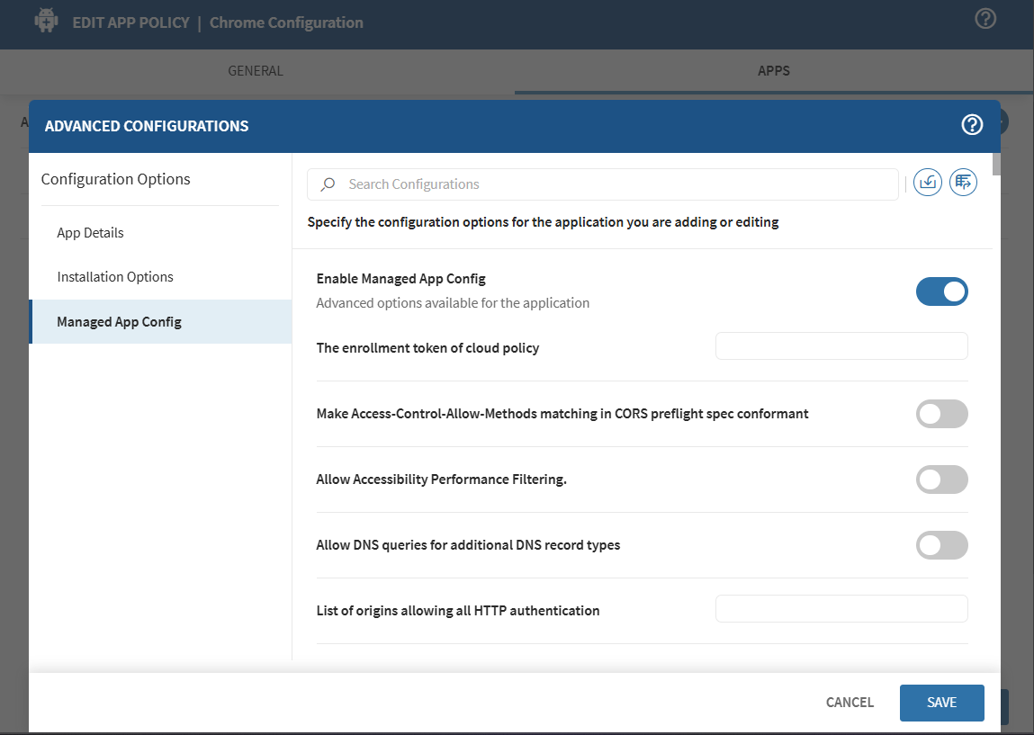 Enabling Managed Configuration for Chrome