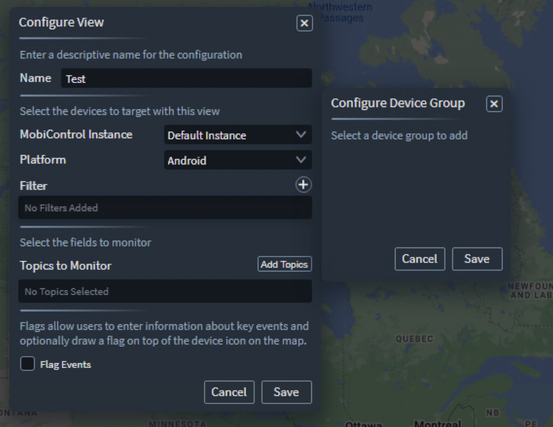 The Configure View panel