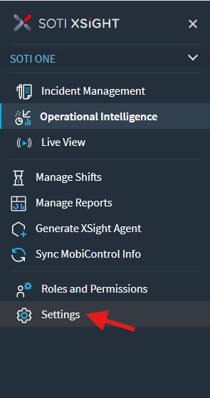 Select settings from the main menu