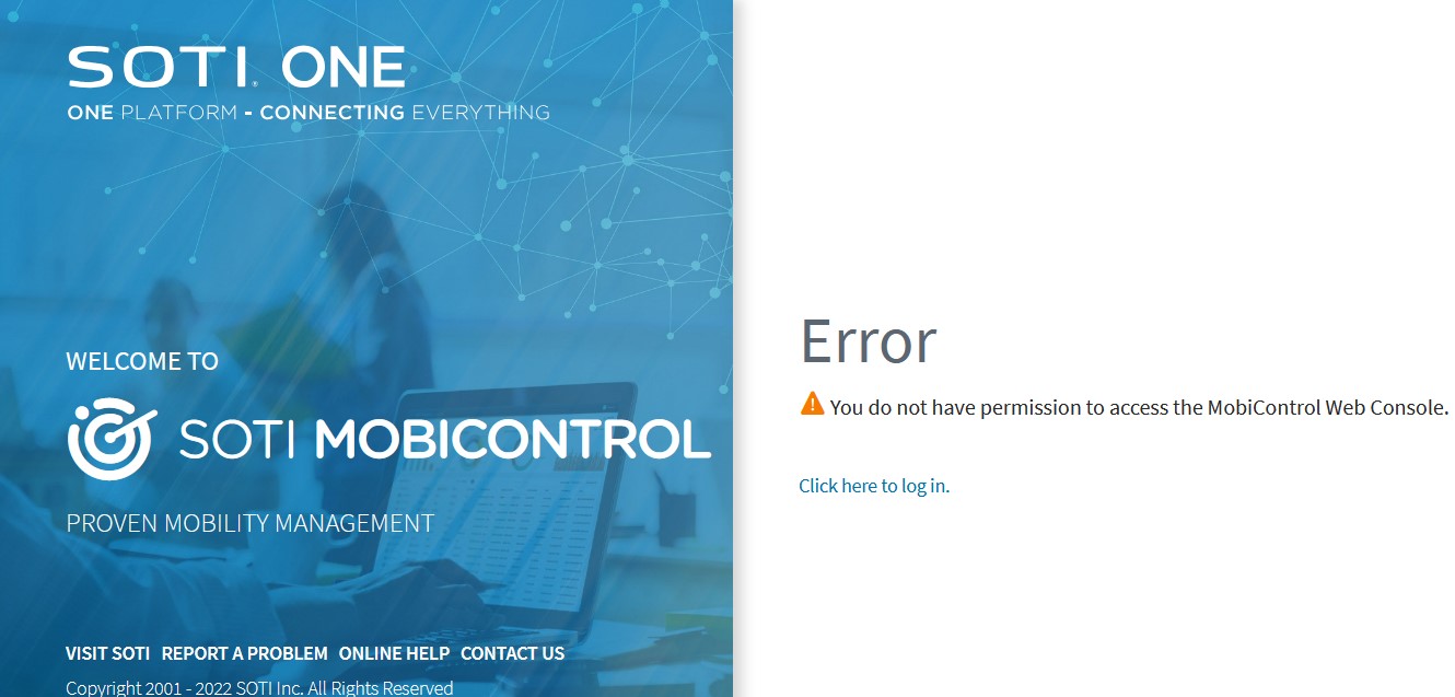 Error message landing page