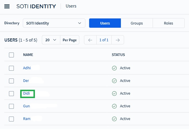 Click on the name of the user