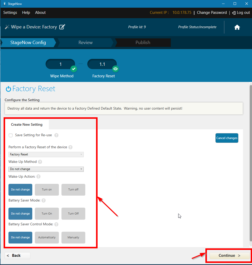 Choose to keep the current configuration or modify it to suit your needs