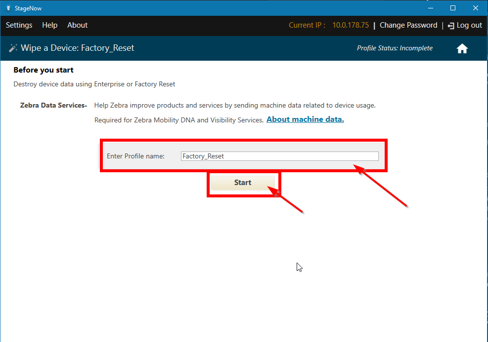Enter a name and a description for your wipe profile