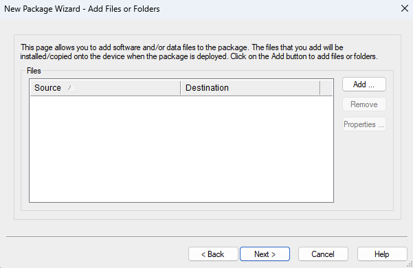 The New Package wizard