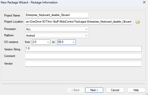 Enter project details
