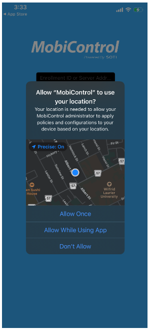 Select Allow While Using App