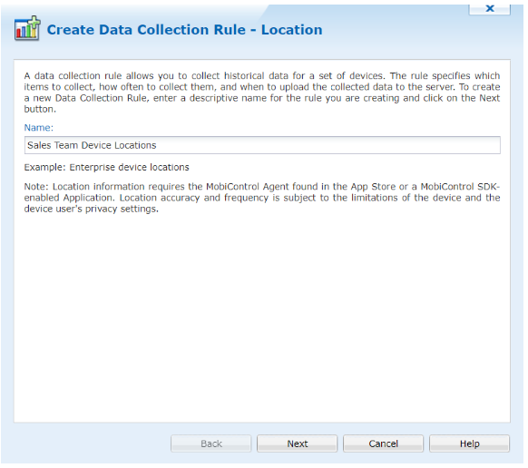 Enter a name for the Data Collection rule