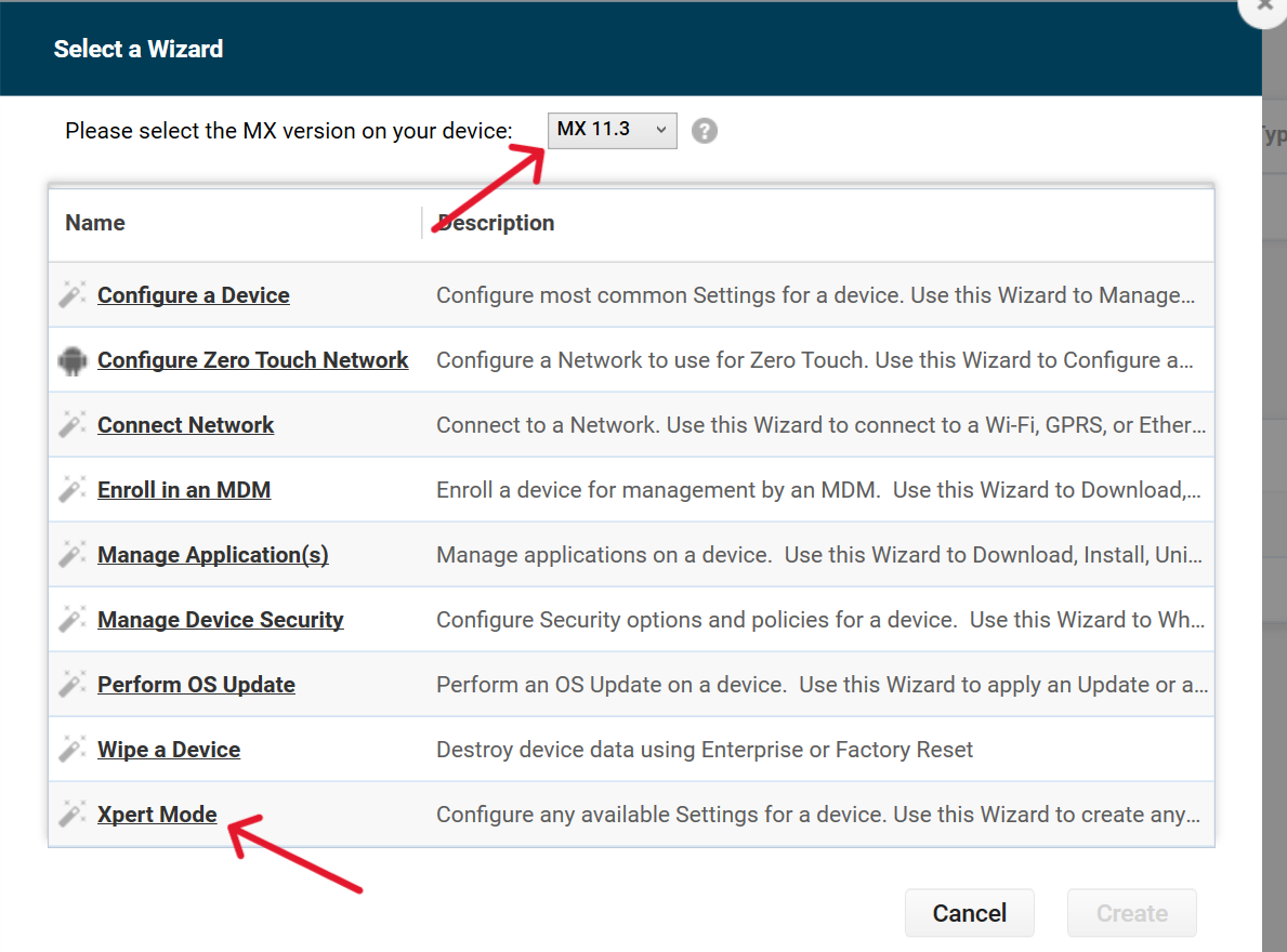 Select a wizard screen