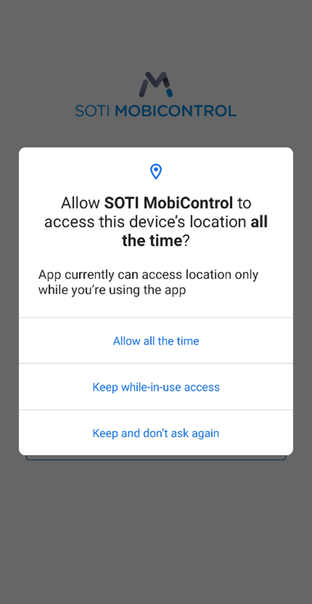 Options after allowing the permission
