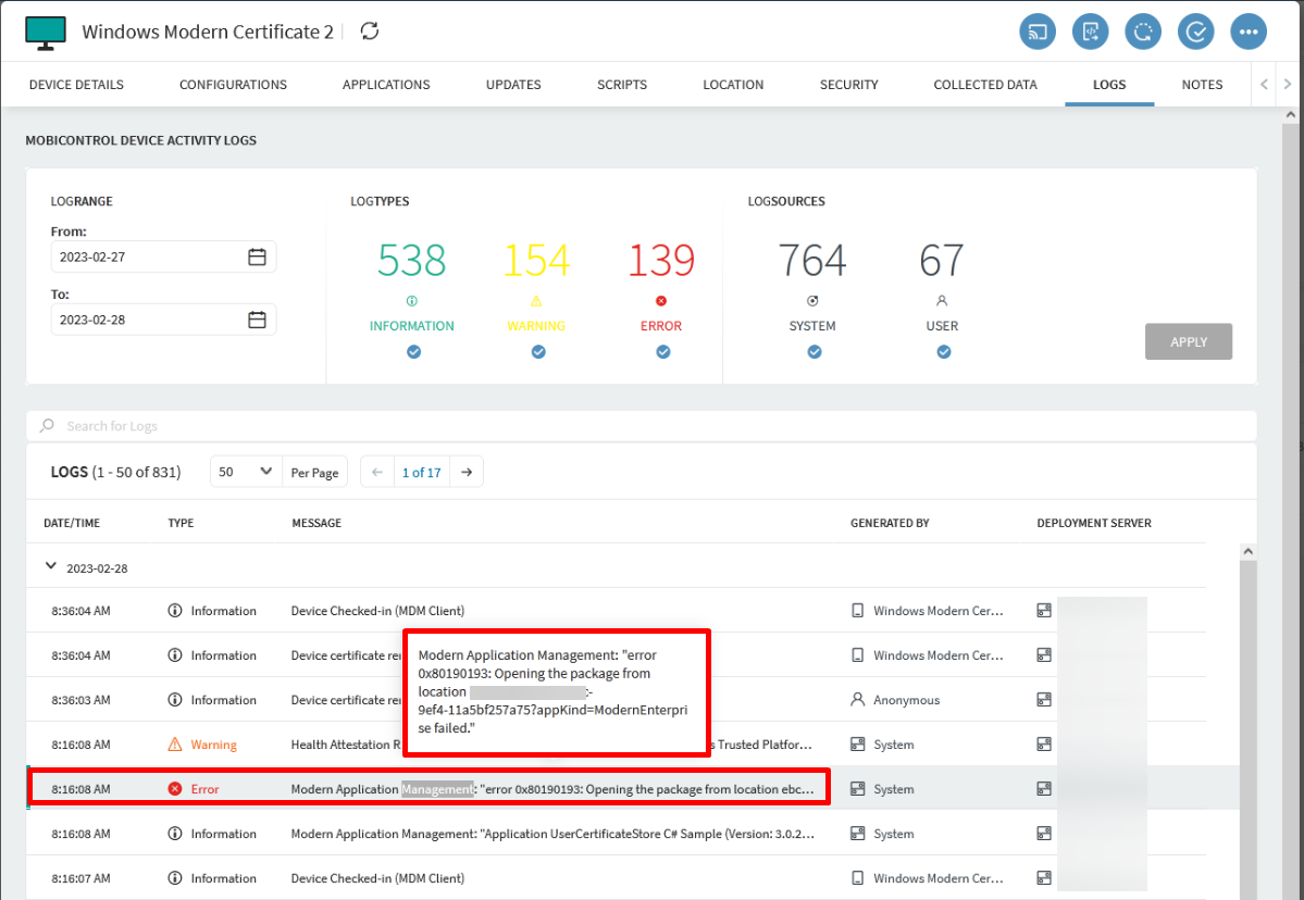Windows Modern error