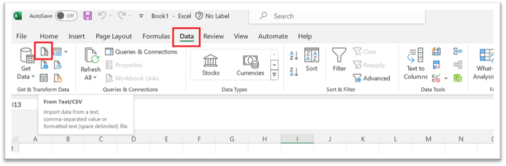 Excel header for Data modification.
