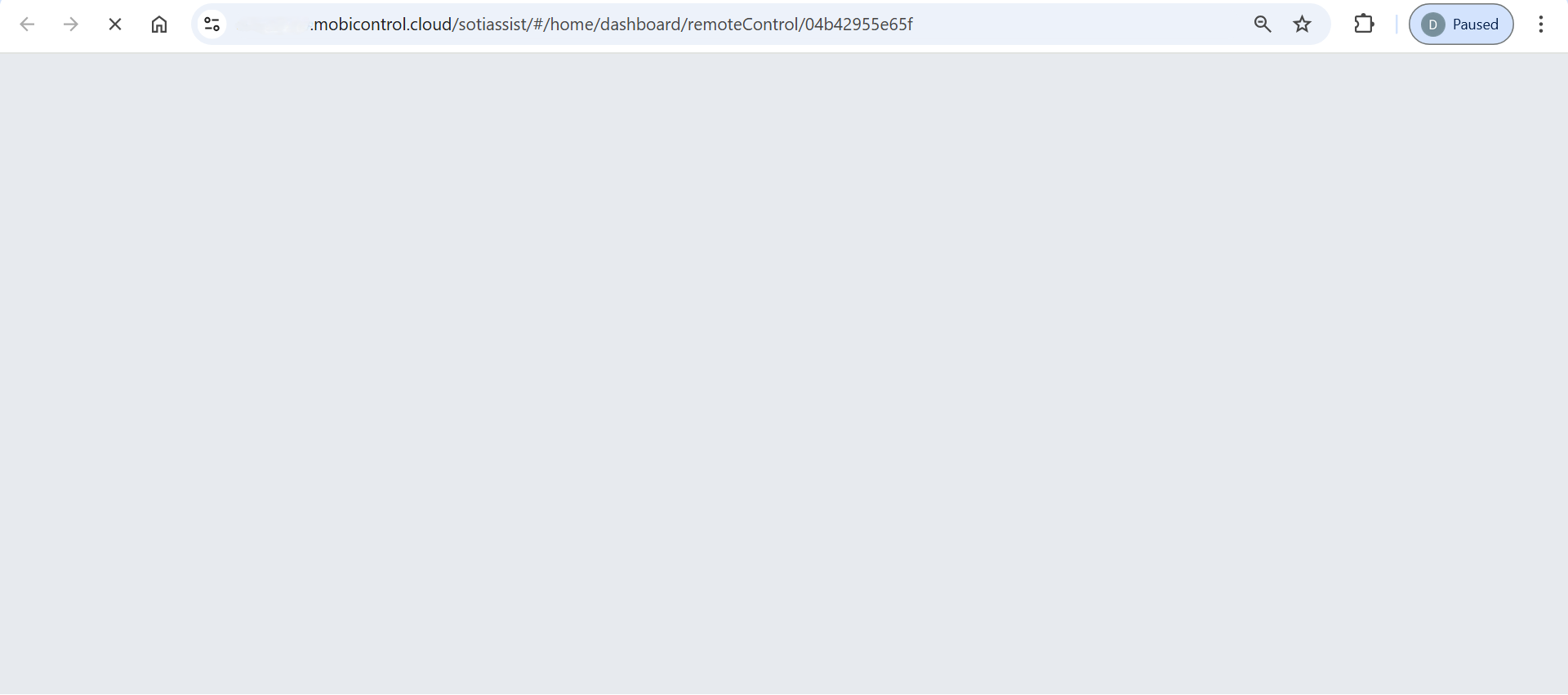 SOTI Assist Remote Control screen stuck on loading window 