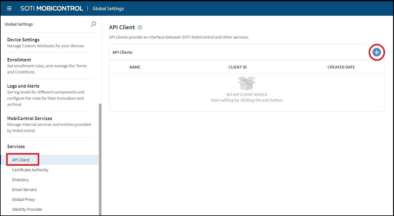 In  Services > API Client,  select the + icon