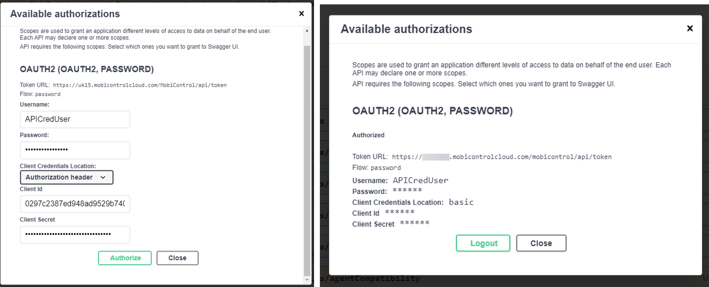 Add the required account details and API credentials, then select Authorize