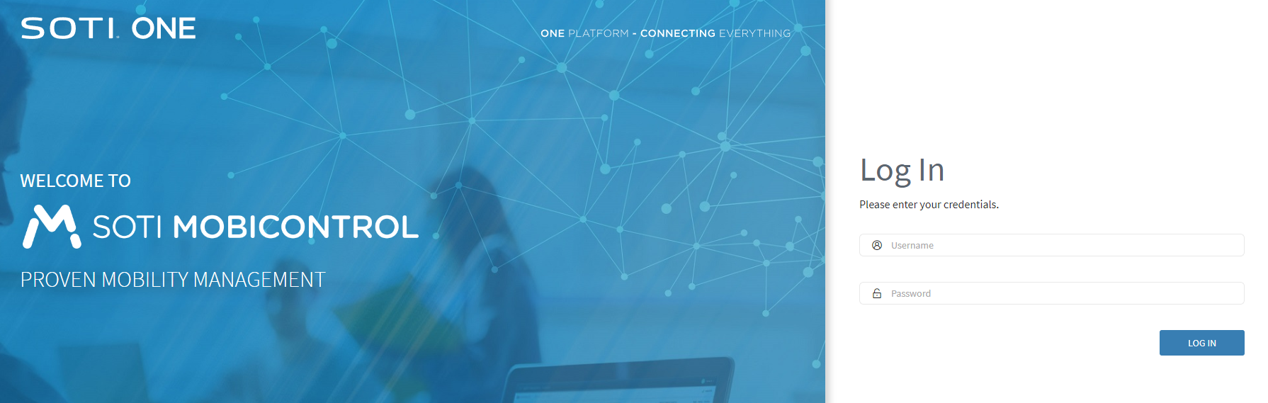 SOTI MobiControl login screen
