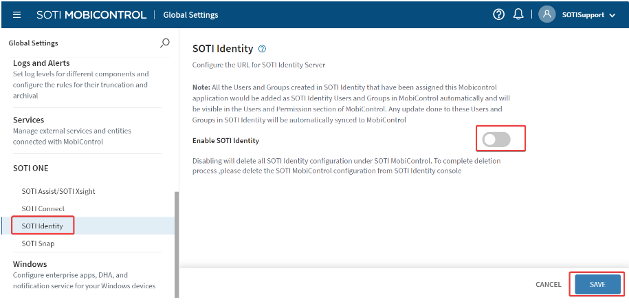 SOTI Identity configuration