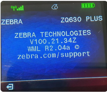 Screenshot of the firmware version, after it was  downgraded to v100.21.34Z