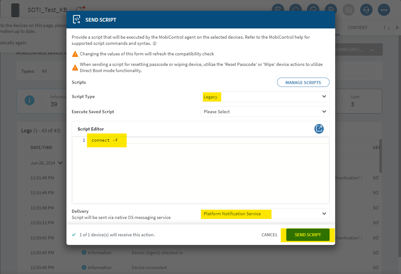 Script editor with script in it