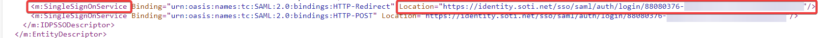 Copy the location URL for SingleSignOnService