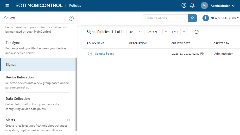 Signal Policy dashboard.