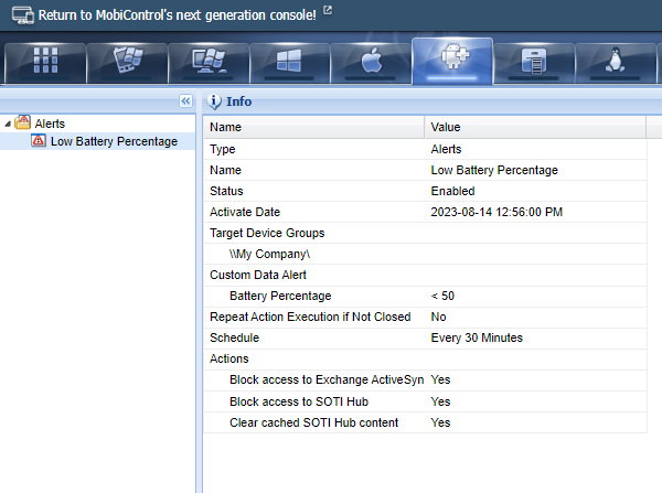 A snippet of alerts tab.