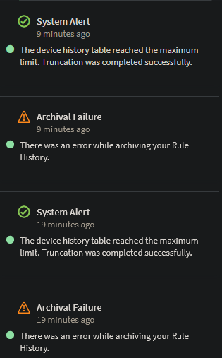 Archival Failure error messages