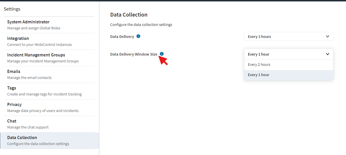 Configure the Data Delivery Window Size