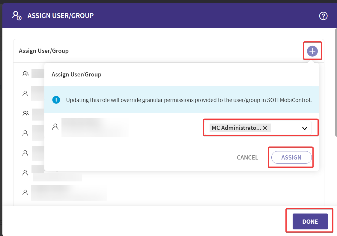 Assign User/ Group
